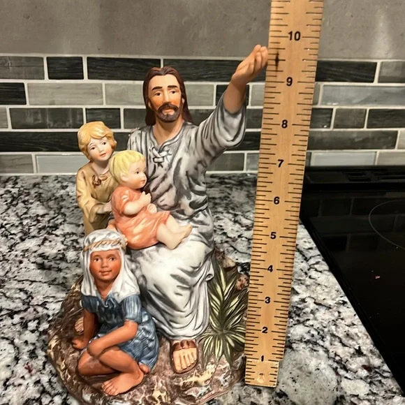 Masterpiece Porcelain Jesus With The Children “ Come Unto Me” By Homco 1989 - Picture 6 of 7